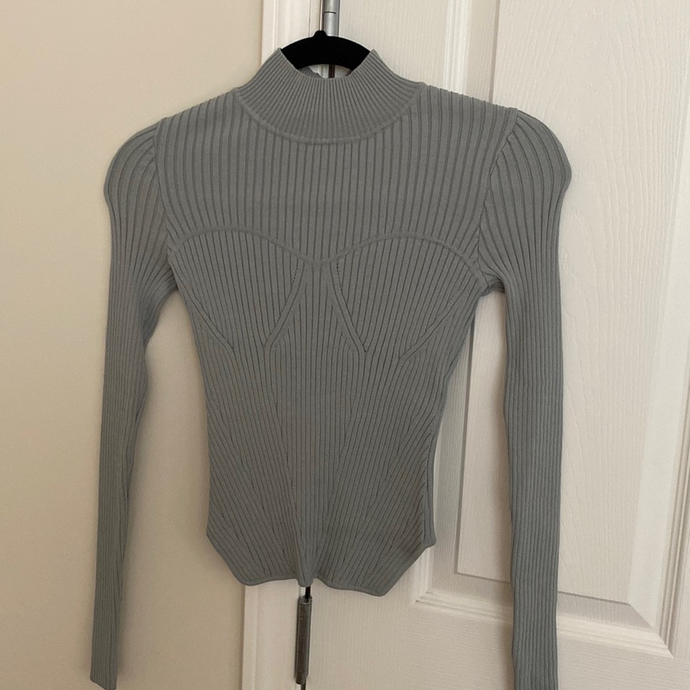 Ice blue fitted turtleneck